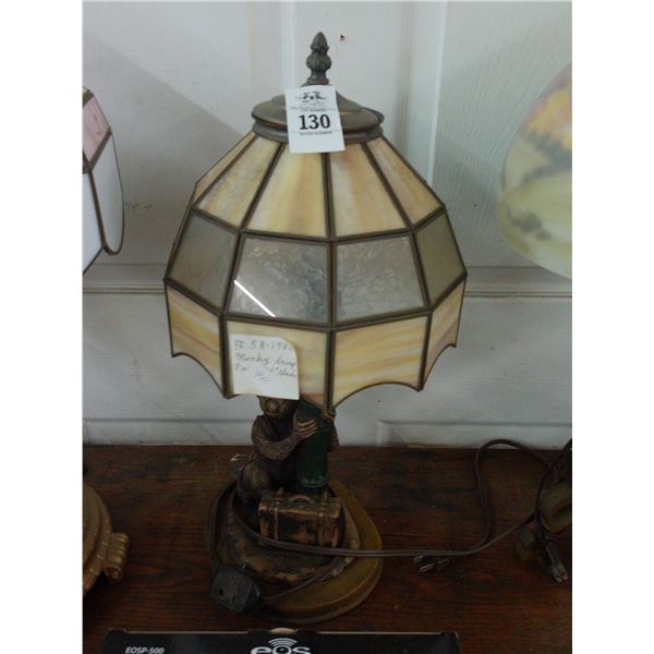 Monkey Bass Lamp w/Glass Shade
