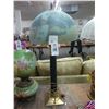 Image 1 : Brass/Black w/Reversed Painted Forest Scene Glass Shade