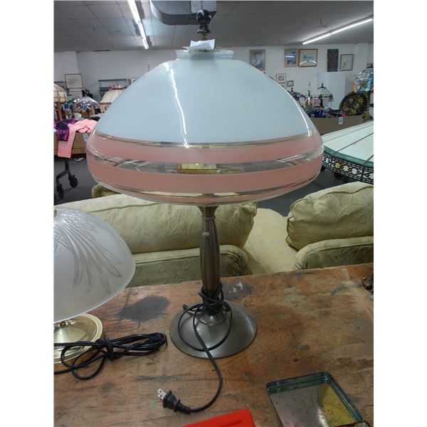 Metal Base Lamp w/Art Glass Shade
