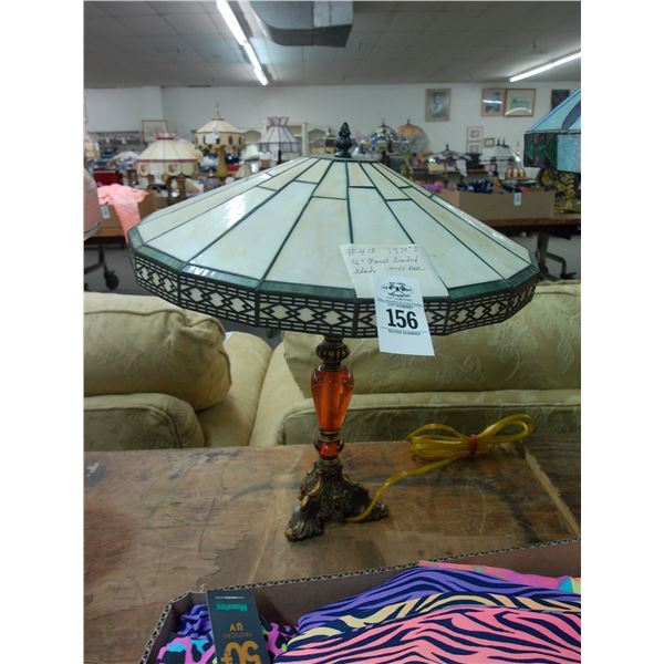 Cast/Art Glass Base w/Leaded Glass Shade