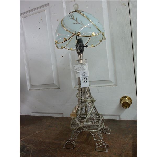 Efifel Tower Lamp w/Etched Glass Floral Shade