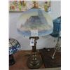 Image 1 : Brass Vintage Lamp w/Reversed Painted Lighthouse Glass Shade