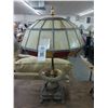 Image 1 : Cast Brass Oriental Fish Base Lamp w/Beige Glass Panel Shade