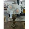 Image 1 : Brass Base Lamp w/Reversed Painted Floral Glass Shade