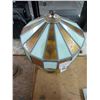 Image 2 : Vintage Brass Base Lamp w/Brown Glass Panel Shade