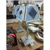 Image 1 : Pair of Silver Lamps w/Tiffany Style Square Glass Shades