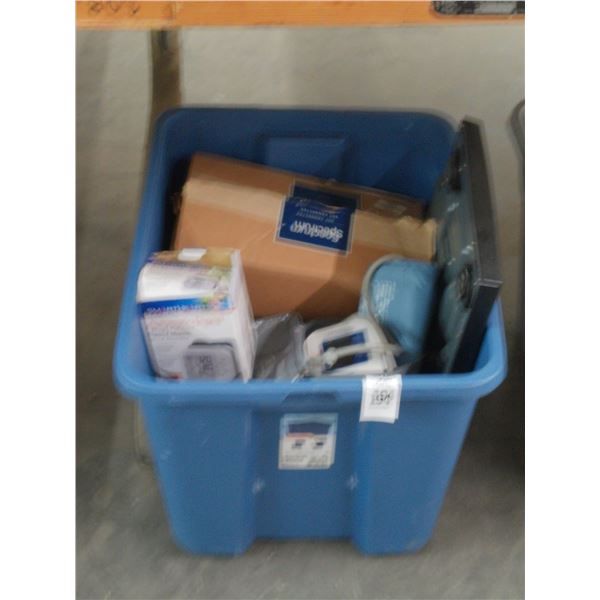 Small Sewing Machine, BP Monitor, Dishes, Scale