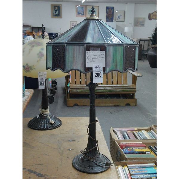 Empire Base Lamp w/Green/Purple Glass Shade
