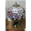 Image 1 : Bronze Style Lamp w/Lavender Glass Panel Shade