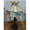 Image 1 : Bronze Style Lamp w/Multi Color Glass Panel Shade