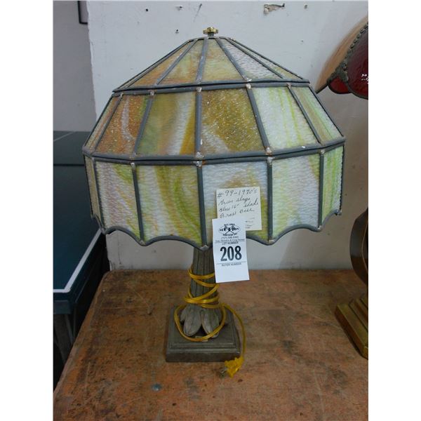 Leaf Style Brass Lamp w/Green Swag Lamp Shade