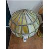 Image 2 : Leaf Style Brass Lamp w/Green Swag Lamp Shade