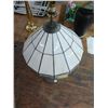 Image 2 : Bronze Base Lamp w/White Swag Shade Panel