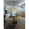 Image 1 : Brass Spitoon Style Waterpump Lamp w/Reversed Painted Farmhouse Glass Shade