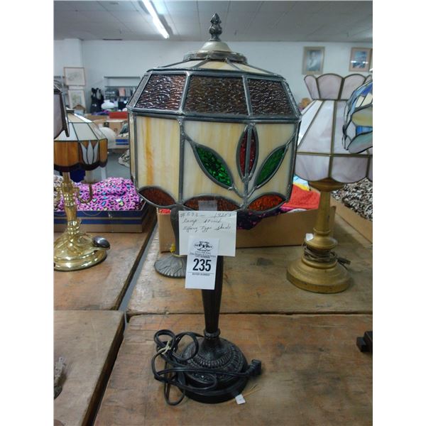 Bronze Style Lamp w/Tiffany Style Floral Glass Shade