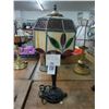 Image 1 : Bronze Style Lamp w/Tiffany Style Floral Glass Shade