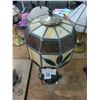 Image 2 : Bronze Style Lamp w/Tiffany Style Floral Glass Shade