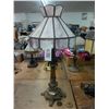 Image 1 : Cast Victorian Cherub Lamp w/Lavender Glass Shade
