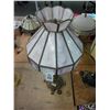 Image 2 : Cast Victorian Cherub Lamp w/Lavender Glass Shade