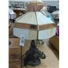 Image 1 : Bronze Style Elephant Lamp w/Brass Glass Panel Shade