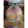 Image 2 : Marble Figural Lamp w/Reversed Painted Kinkaid Bridge Scene Glass Shade