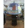 Image 1 : Brass Base Lamp w/Reversed Painted Main Sea Shore Glass Shade