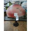 Image 1 : Bronze Style Lamp w/Reversed Painted Red Floral Glass Shade