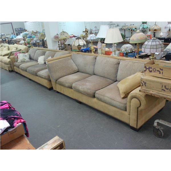 Tan Oversized 2 Pc L-Shaped Sectional Sofa