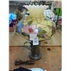 Image 1 : Picture Style Lamp w/Floral Leaded Glass Shade
