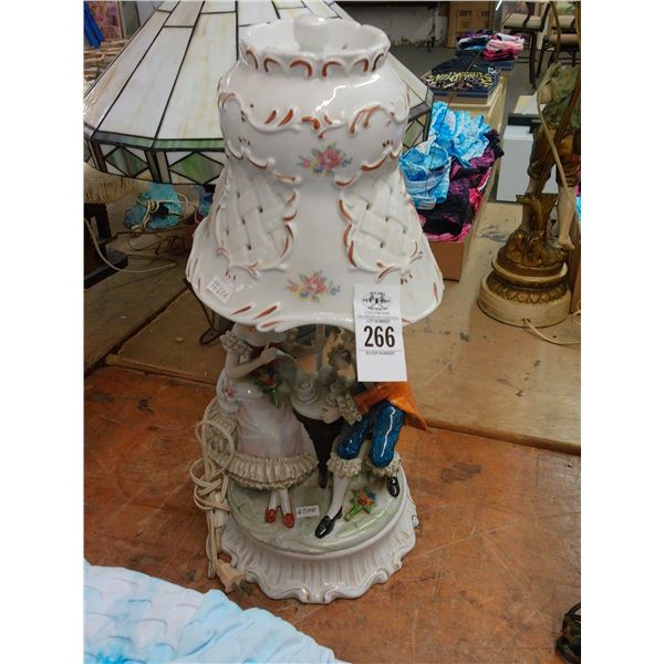 Porcelain Capodimonte Style Figural Lamp
