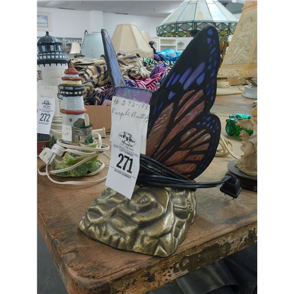 Art Glass Leaded Butterfly Lamp
