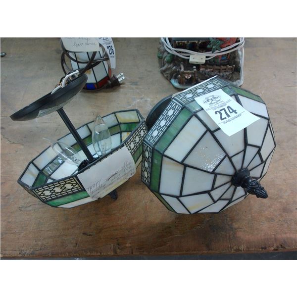 Tiffany Style Leaded Glass Hanging Lamps - Pair