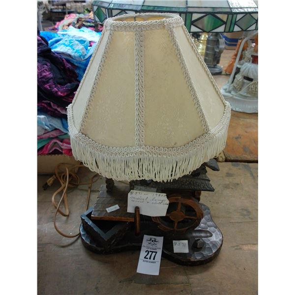 Wooden Mill Lamp w/Storage Bin
