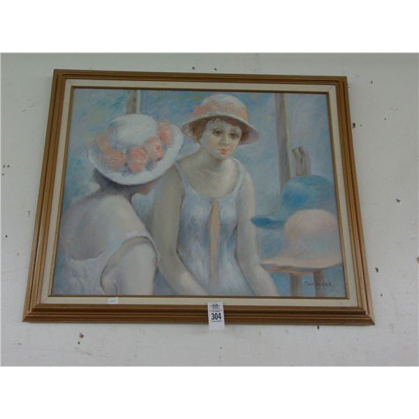 Oil On Canvas Wall Art Girls Day Out Signed Daumier