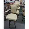 Image 1 : Metal Base Swivel Bone Vinyl Padded Bar Stools - Set of 3