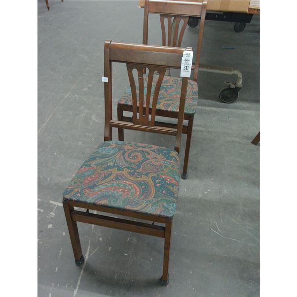 Dark Oak Folding Padded Card Chairs - Pair