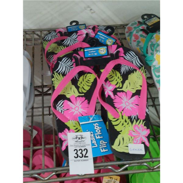 3-Floral Flip Flops - 3 X $