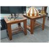 Image 1 : Oak w/Tile Inlay End Tables - Pair