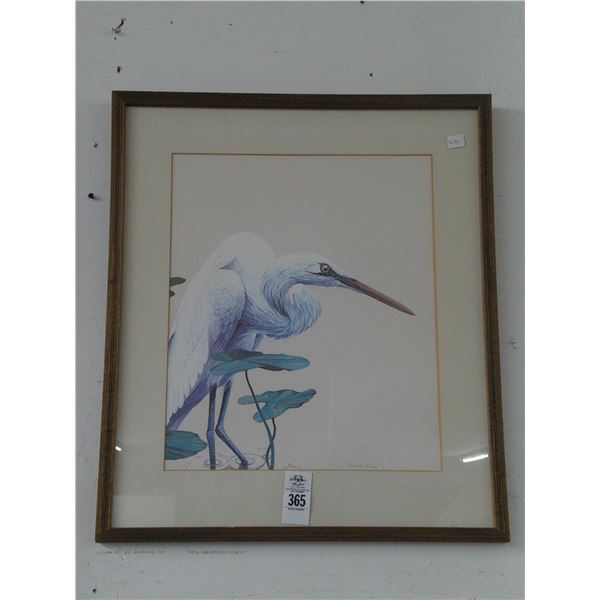Framed Heron Wall Art Artist Signed/Numbered