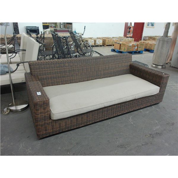 Wicker Style Padded Patio Sofa