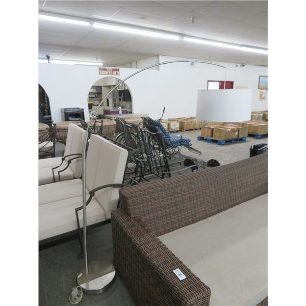 Contemporary Brushed Metal Over Sofa Lamp