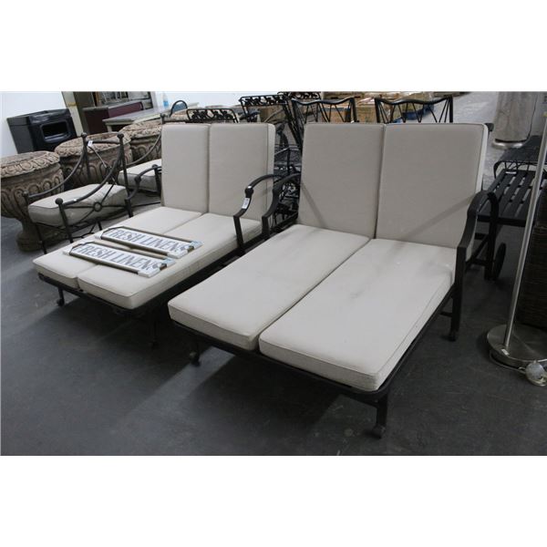 Ornate Padded Double Loungers  - Pair