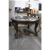 Image 2 : Ornate Burl Queen Anne Oval Glasstop Coffee Table