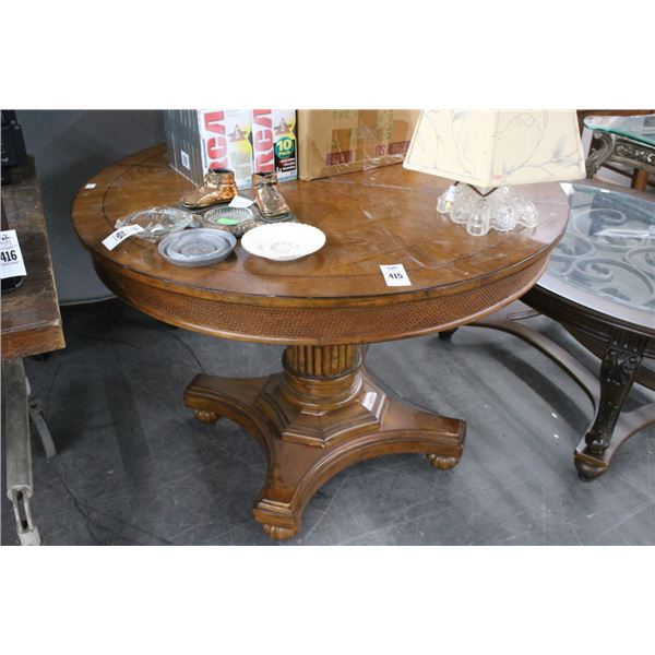 Burl Round Pedestal Dining Table