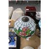 Image 2 : Brass Lamp w/Tiffany Floral Leaded Glass Shade