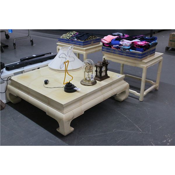 Beige Oriental Coffee/End Tables Set