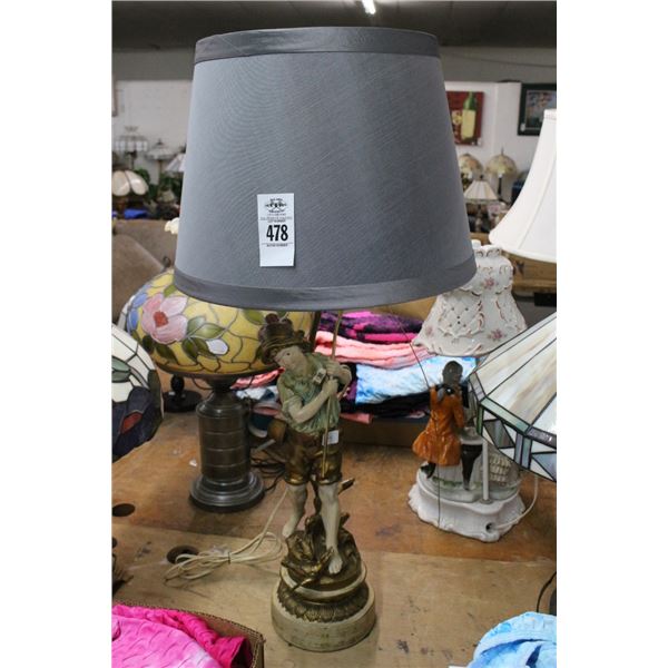Fishing Boy Figural Lamp
