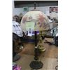 Image 1 : Cast Lamp w/Floral Reversed Painted Glass Magnolia Shade