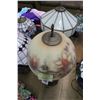 Image 2 : Cast Lamp w/Floral Reversed Painted Glass Magnolia Shade
