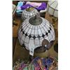 Image 2 : Vintage Cast Lamp w/Ornate Leaded Glass Shade